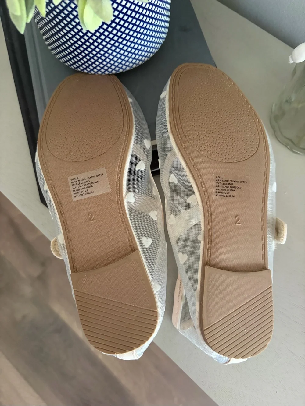 bebe Girls Cream Heart Mesh Mary Janes